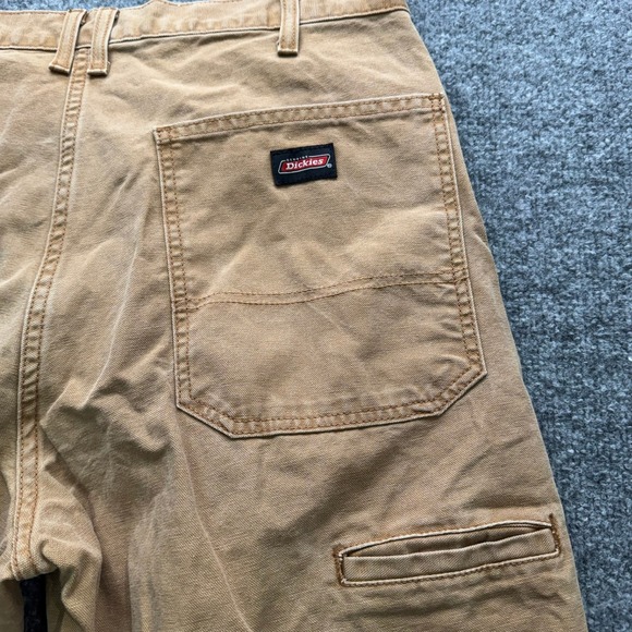 Dickies Work Pants Men's Size 34x30 Khaki Canvas Straight Leg Utility Pockets - Picture 6 of 14